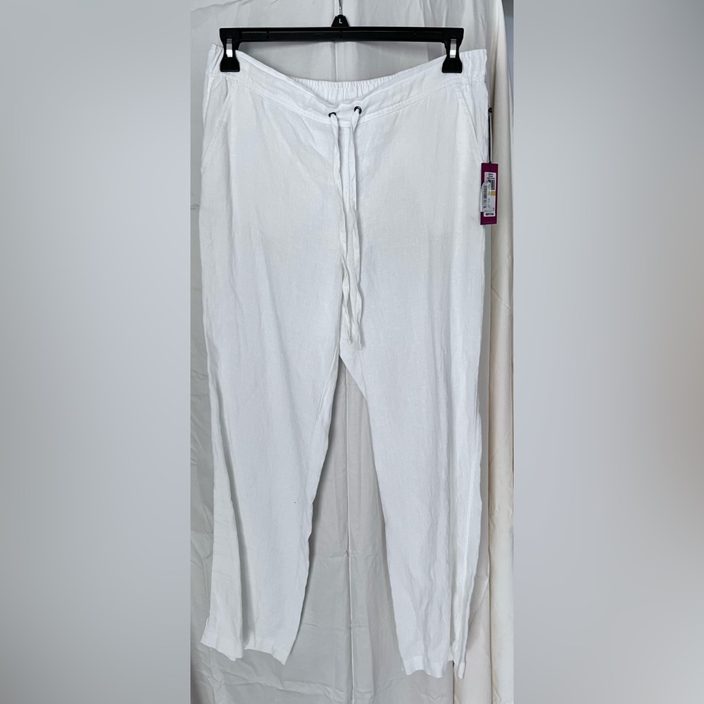 NWT Vince Camuto White Drawstring Linen pants Sz M